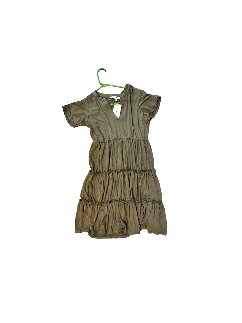 Lucky Brand Olive Green Tiered Mini Dress NWT Small Boho Babydoll Flowy